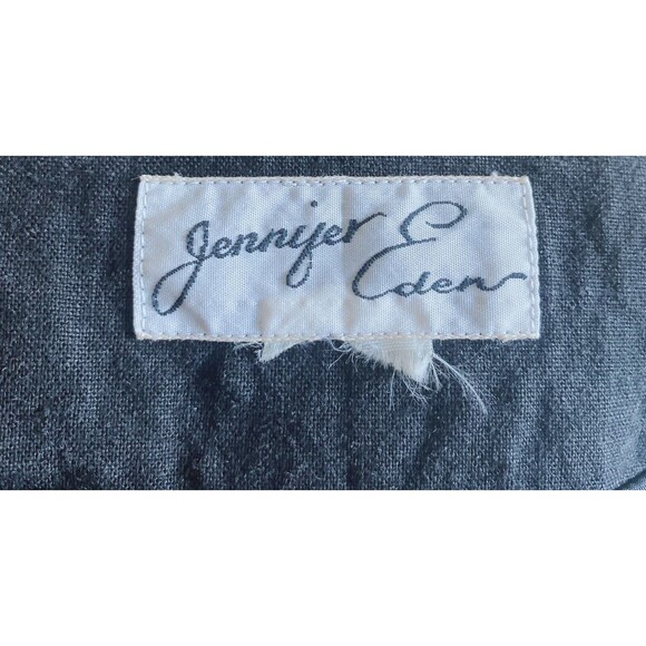 Vintage Black Linen Jacket Gold Floral Sheer Cage Sleeve Blazer / Size Medium - Picture 8 of 8